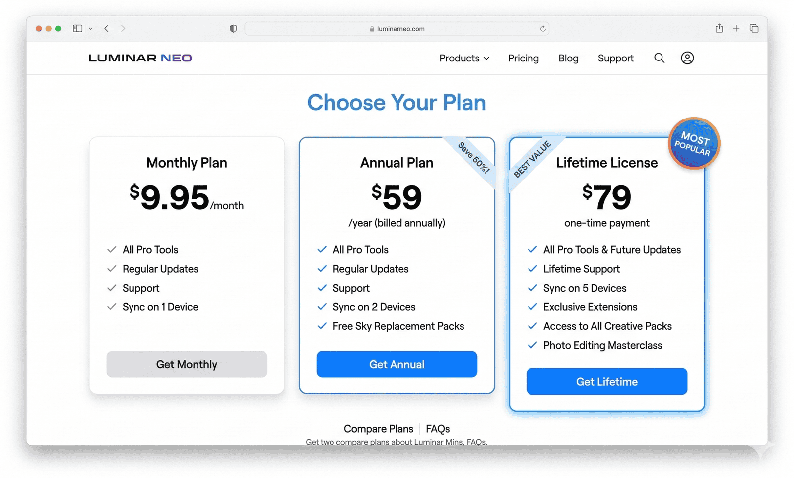 Skylum Luminar Neo pricing plans with Skylum Coupon Code 2026 applied